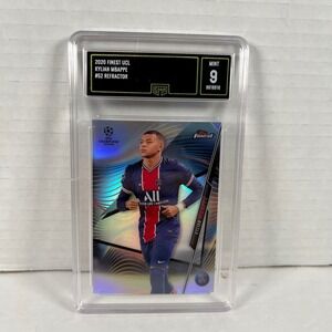 2020 Topps Finest Kylian Mbappe #52 Refractor GMA 9 Mint PSG Soccer Card